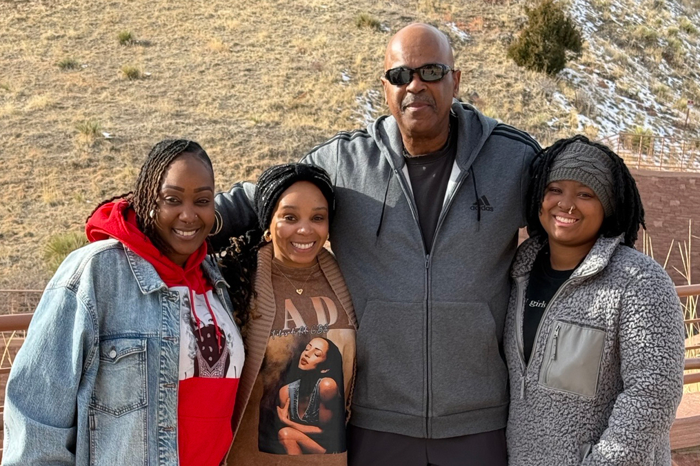 Kyra Tappin takes a moment to pose in Colorado with, from left, her Aunt Dawsenia Wade, mom Mary Reed, and great Uncle Darold Potter. Her cousin Maurice Potter, a member of the Denver Sheriff Department, helped coordinate Kyra’s Field Period placement in the Colorado Detention Center. 